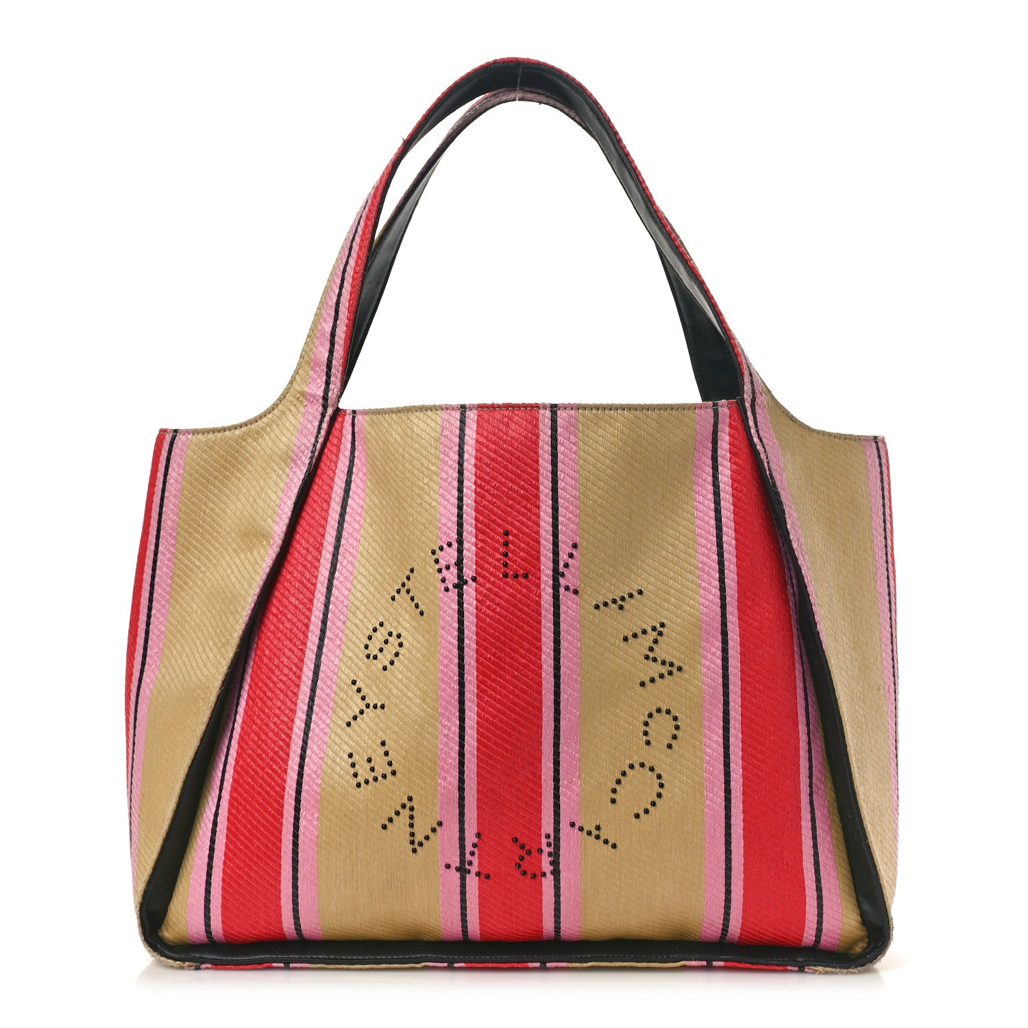 Stella McCartney Raffia Striped Logo Tote Red 1 of 15