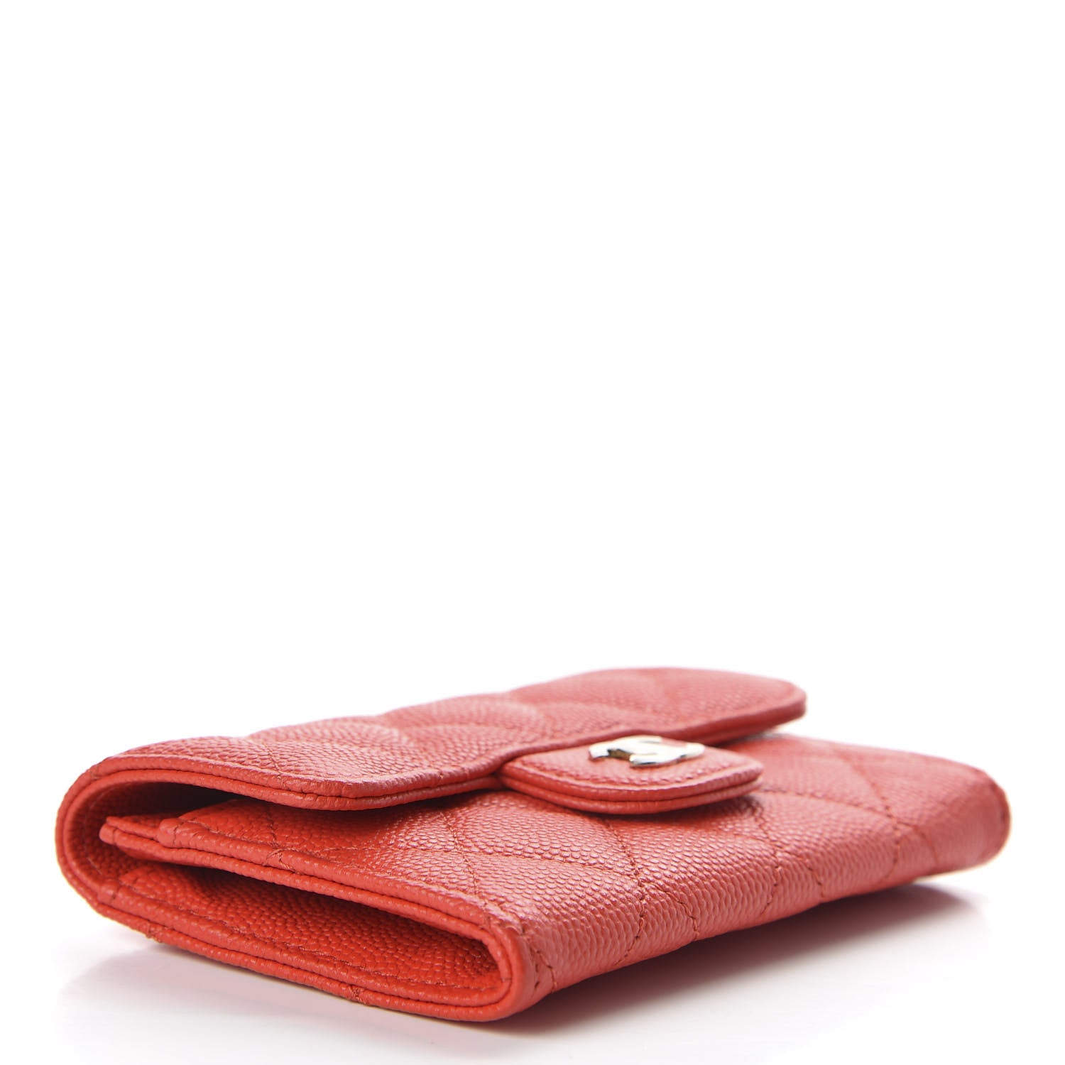 Chanel Caviar Quilted Flap Card Holder Wallet Red 4 of 9