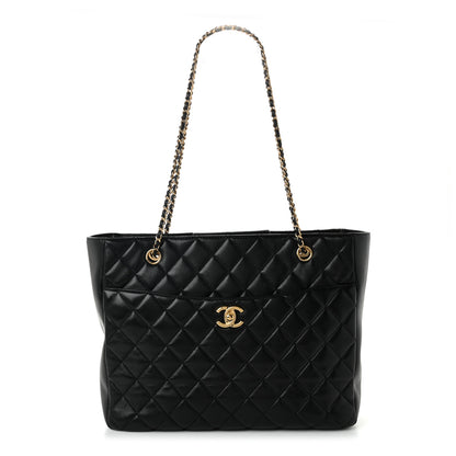 Chanel Shiny Lambskin Quilted Medium Shopping Tote Black 1 of 10