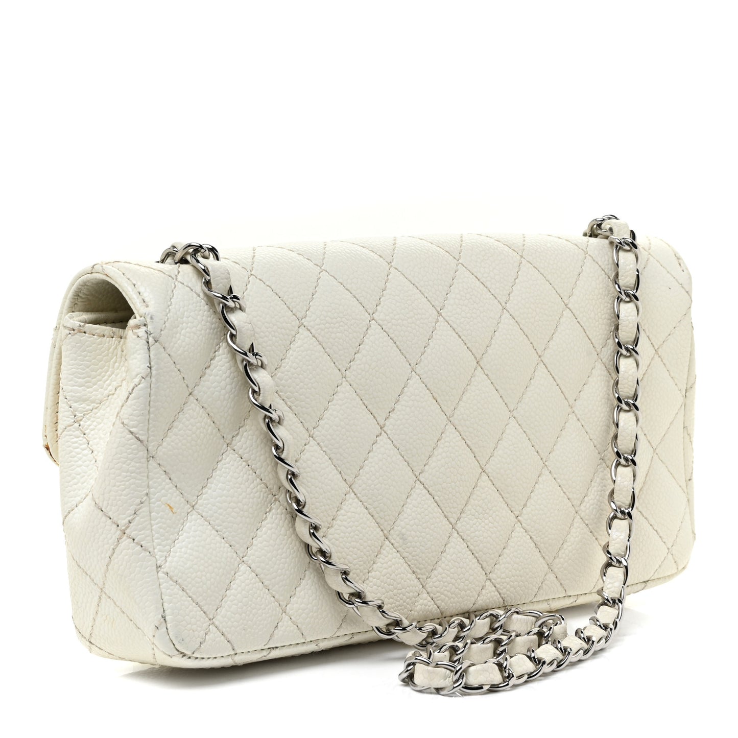 Caviar Quilted East West Flap White