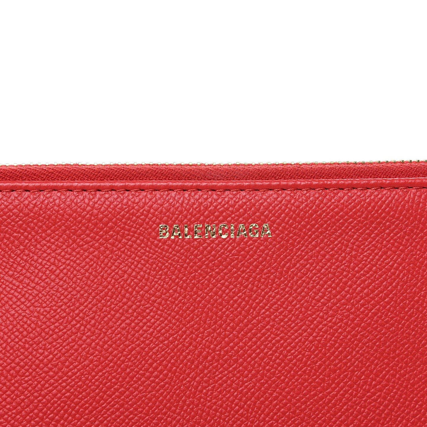 Calfskin Logo Large Zip Pouch Rouge Coquelicot