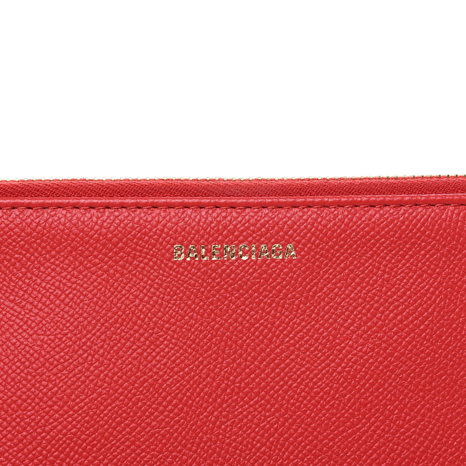 Balenciaga Calfskin Logo Large Zip Pouch Rouge Coquelicot 7 of 8