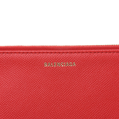 Balenciaga Calfskin Logo Large Zip Pouch Rouge Coquelicot 7 of 8