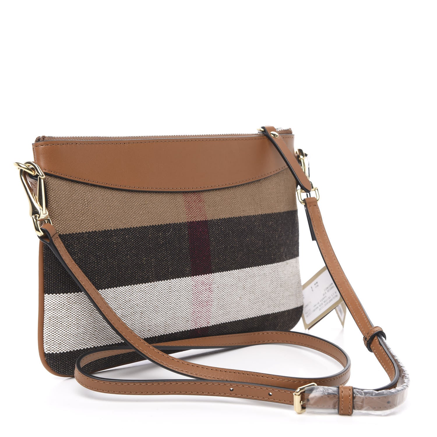 Burberry Mega Check Peyton Crossbody Clutch Bag Saddle Brown 3 of 10