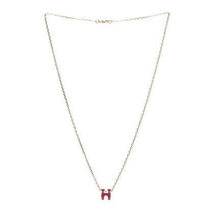 Hermes Lacquered Gold Mini Pop H Pendant Necklace Rose Extreme 3 of 7