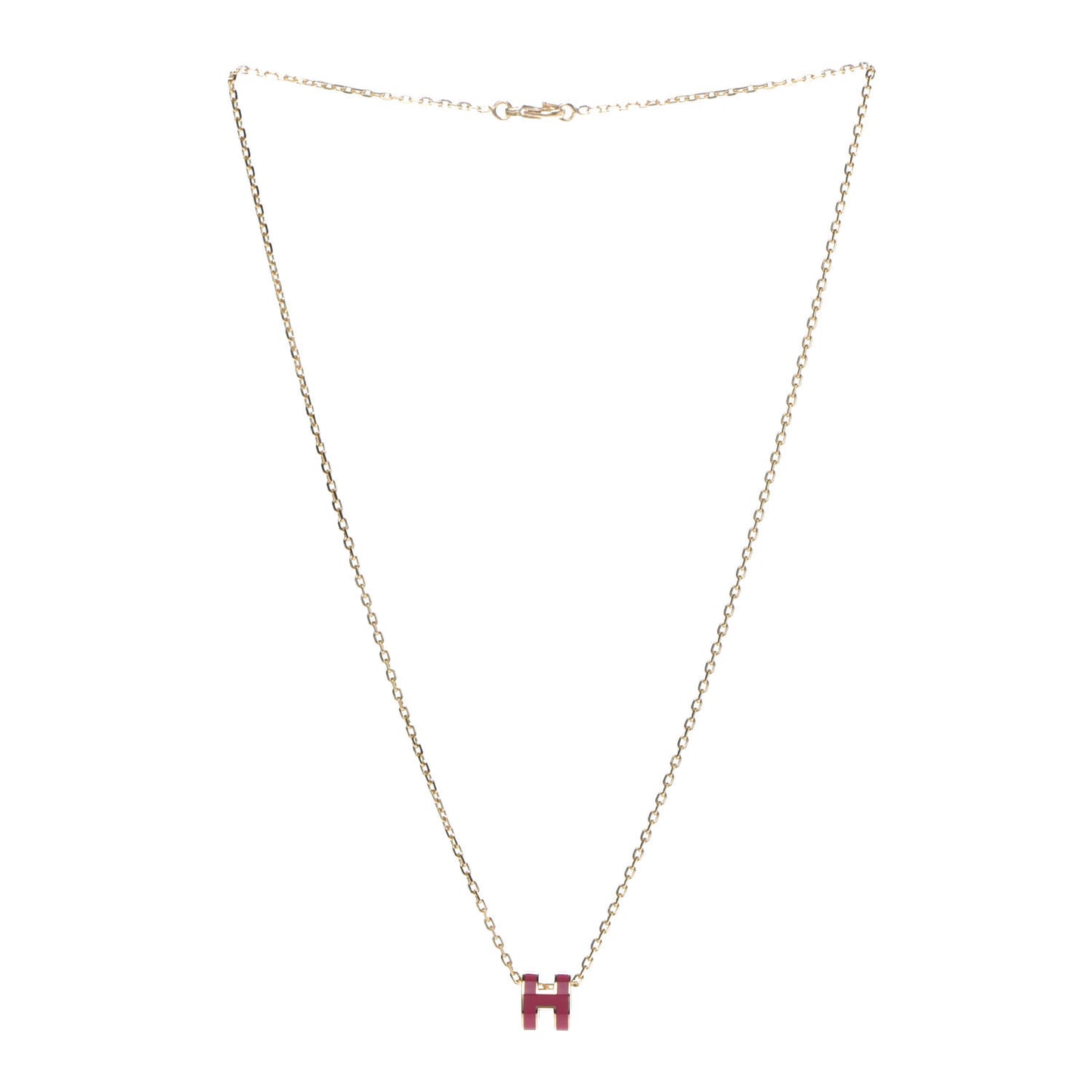 Lacquered Gold Mini Pop H Pendant Necklace Rose Extreme