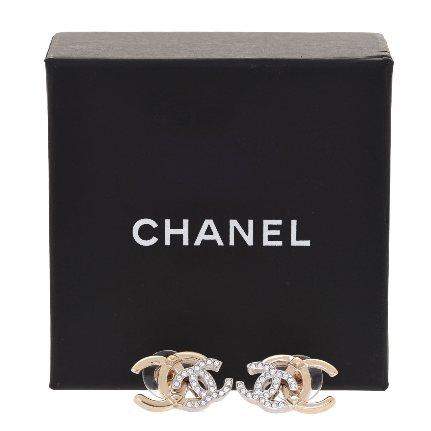 Crystal Double CC Earrings Gold Silver