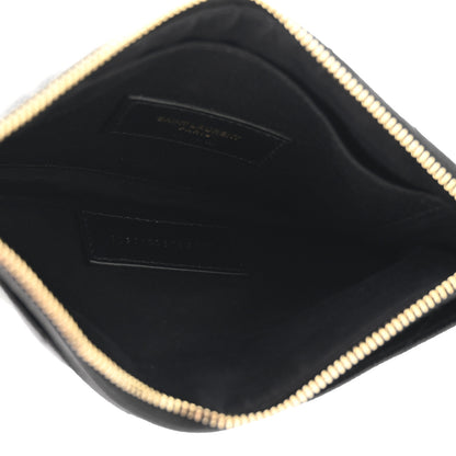 Saint Laurent Grain De Poudre Chevron Monogram Bill Pouch Black 5 of 9