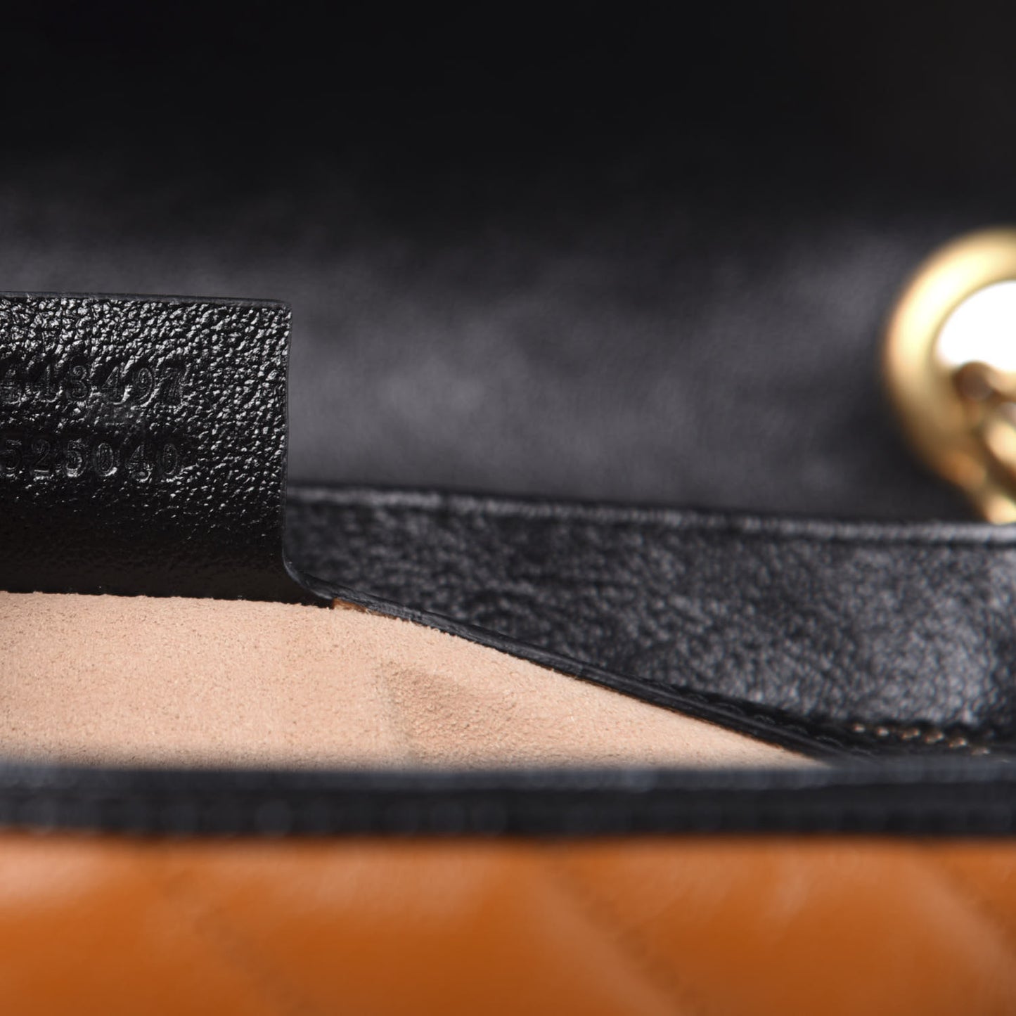 Vintage Effect Calfskin Matelasse Diagonal Small Torchon GG Marmont Shoulder Bag Cognac Black