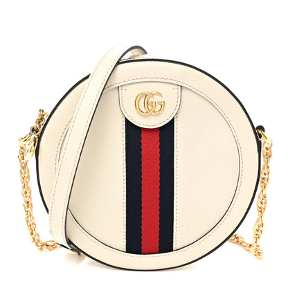 Gucci Textured Calfskin Web Mini Ophidia Round Shoulder Bag Mystic White 1 of 11