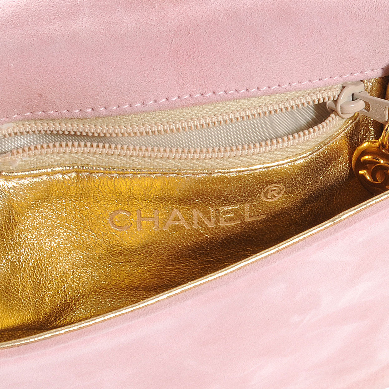 Suede Camellia Mini Flap Pink