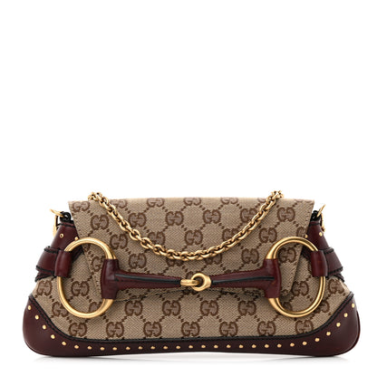 Gucci Monogram Studded Small Horsebit Clutch Bordeaux 1 of 14