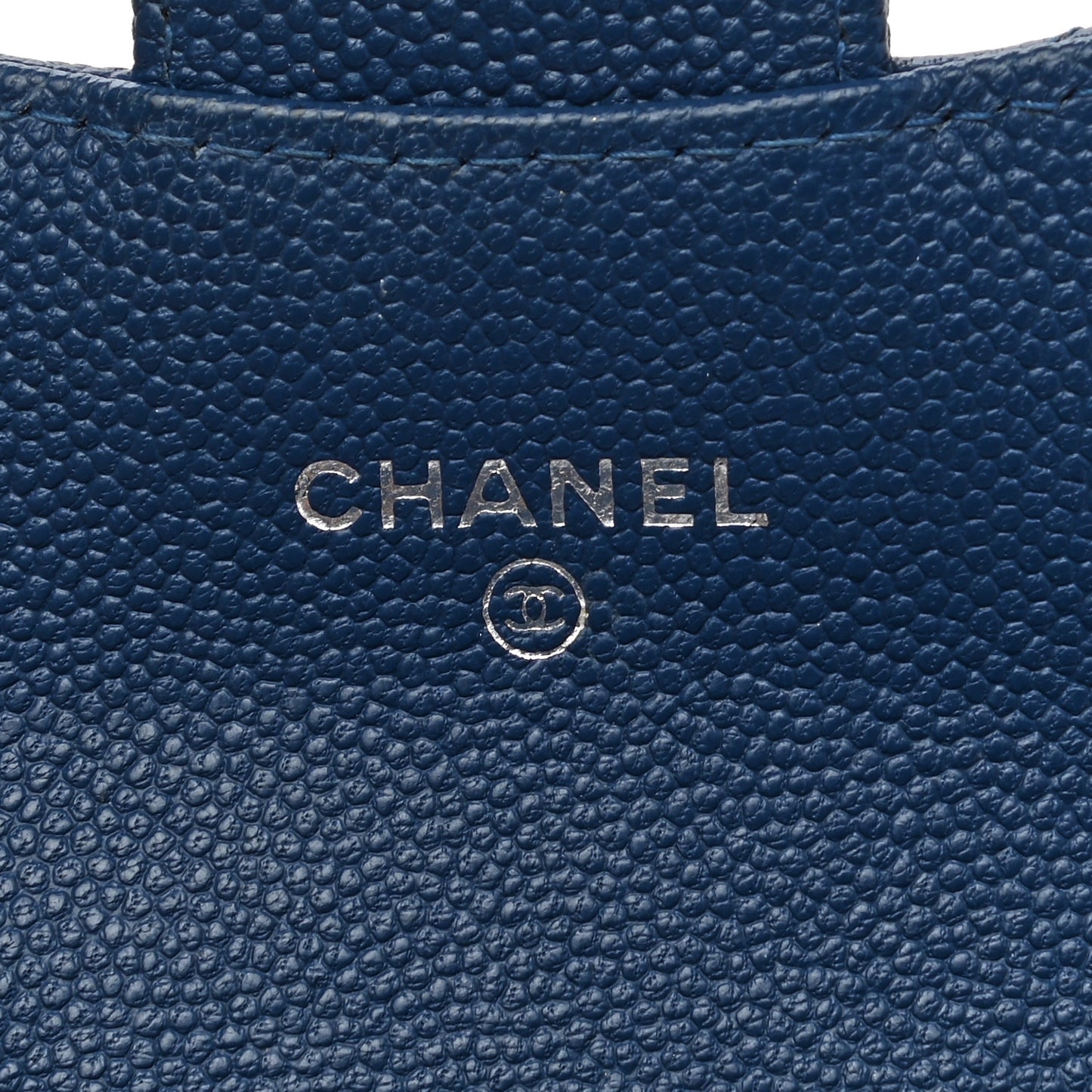Caviar Quilted Flap Card Holder Wallet Navy