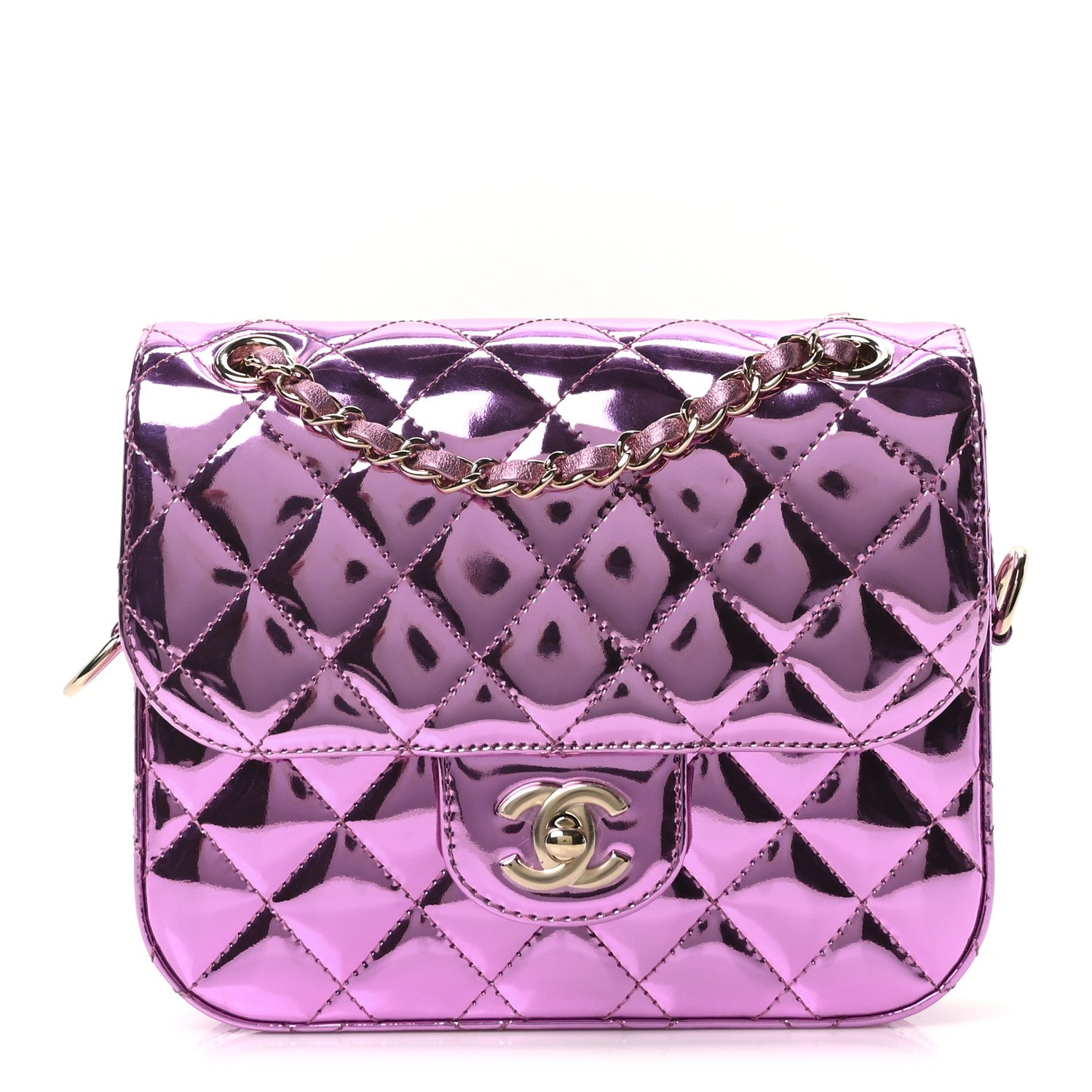 Chanel Mirror Calfskin Metallic Calfskin Quilted Hollywood Boulevard Flap With Coin Purse Light Purple 1 of 11