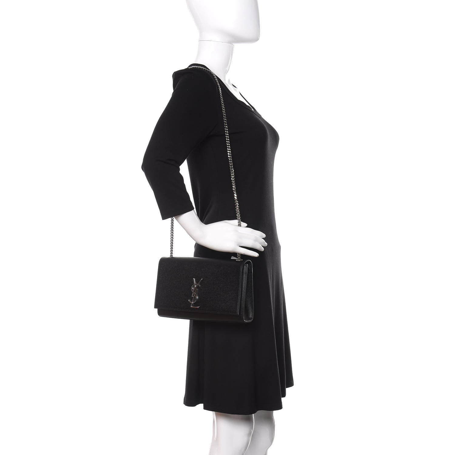Saint Laurent Grain De Poudre Medium Classic Monogram Kate Satchel Black 2 of 11