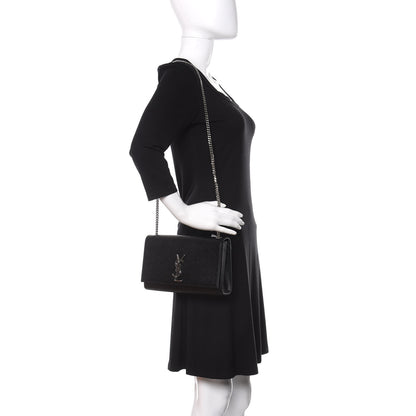 Saint Laurent Grain De Poudre Medium Classic Monogram Kate Satchel Black 2 of 11