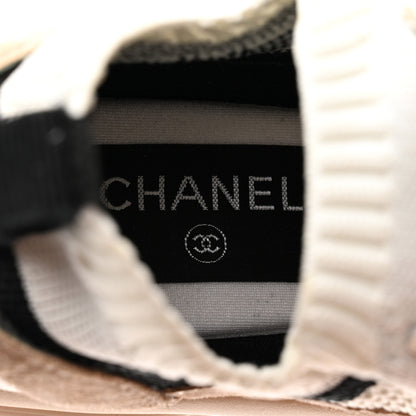 Chanel Mesh Suede Fabric Womens CC Sneakers 36 Light Pink White Black 7 of 9
