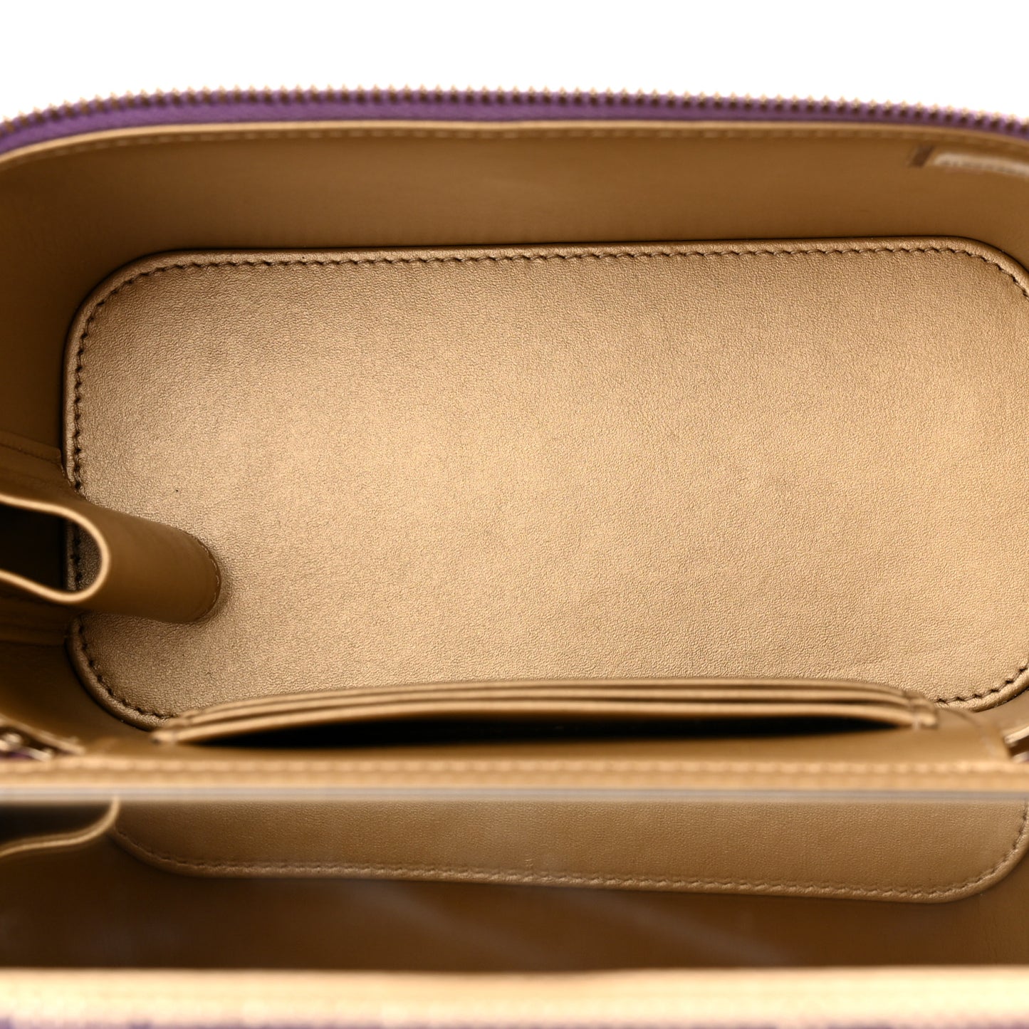 Lambskin Quilted Pearl Crush Small Vanity Case With Chain Purple