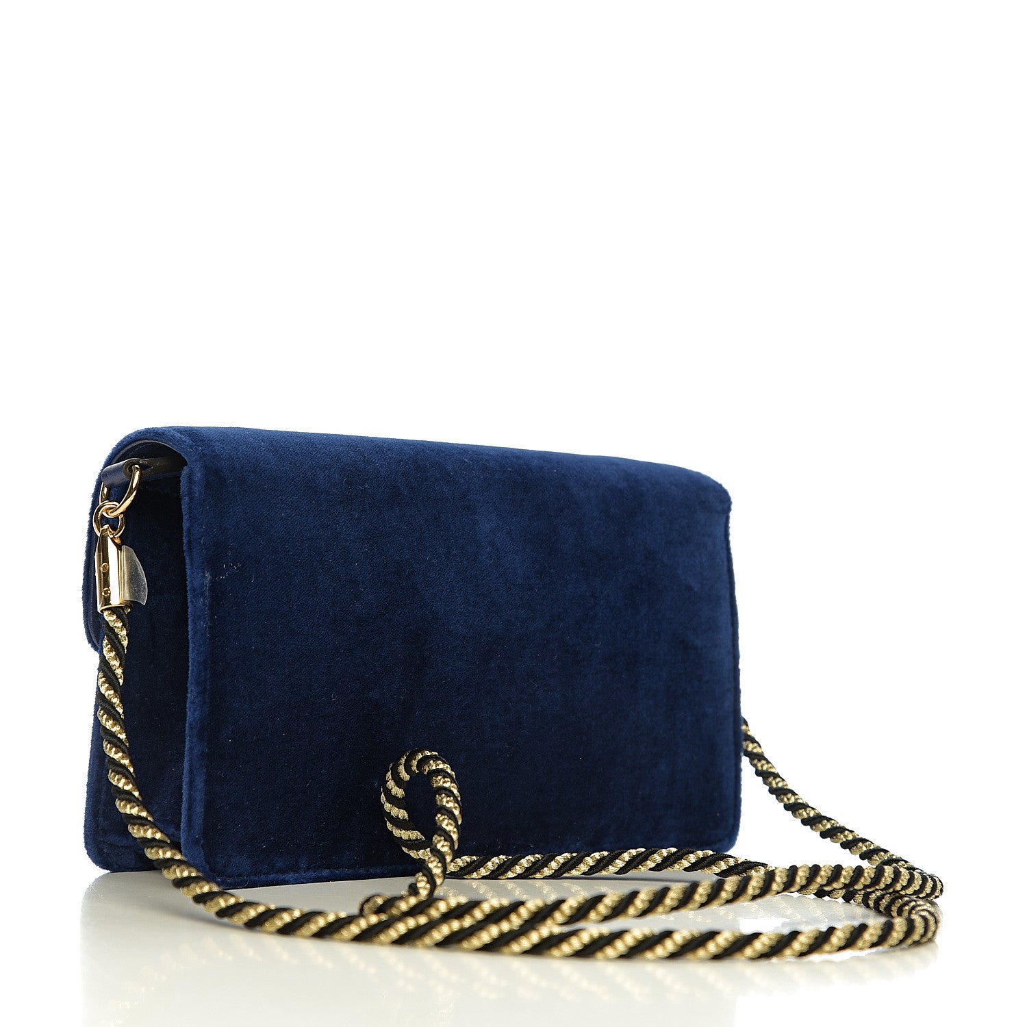 Gucci Velvet Crystal Square G Shoulder Bag Cobalt Blue 2 of 9