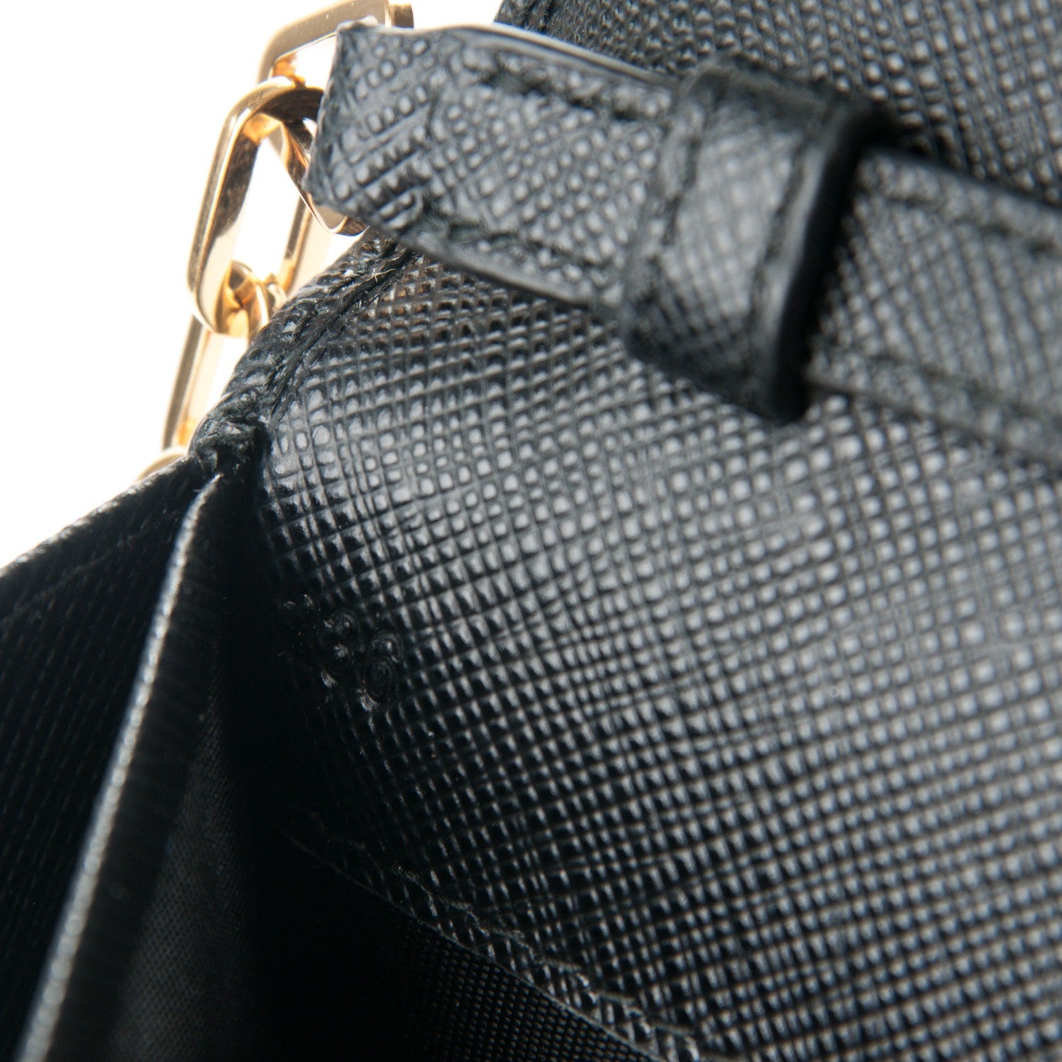 Prada Saffiano Metal Oro Chain Wallet Nero Black 7 of 7