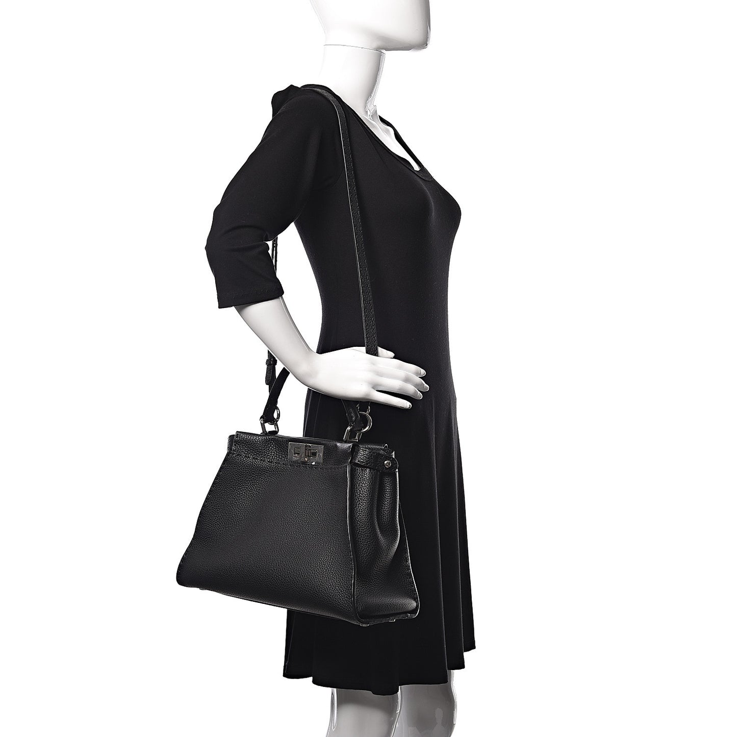 Cuoio Romano Selleria Large Peekaboo Iconic Satchel Black Moro