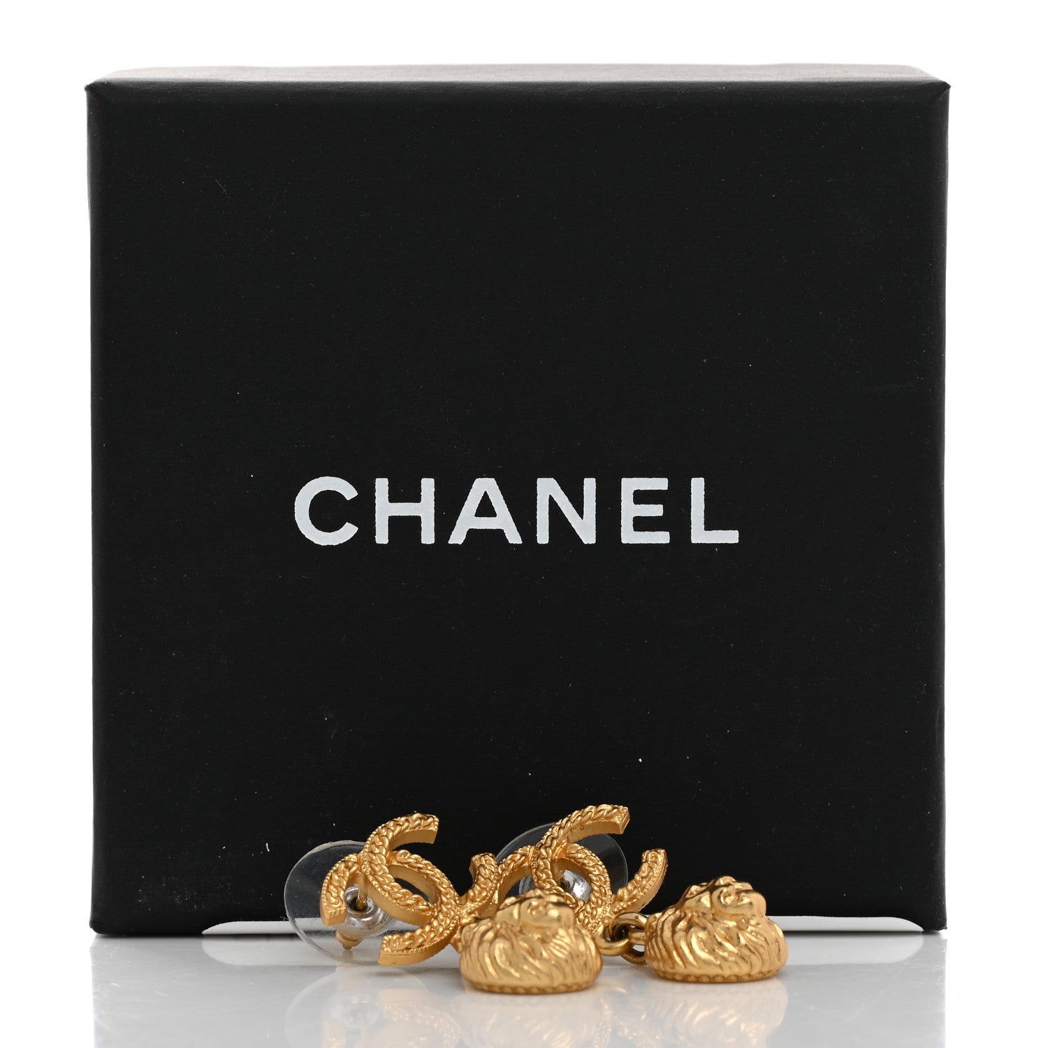 Chanel Metal CC Lion Earrings Gold 5 of 5