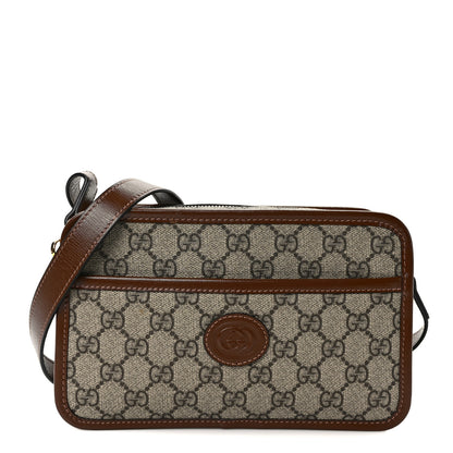 Gucci GG Supreme Monogram Azalea Calfskin Mini Retro Interlocking G Shoulder Bag Beige Ebony Brown Sugar 1 of 12