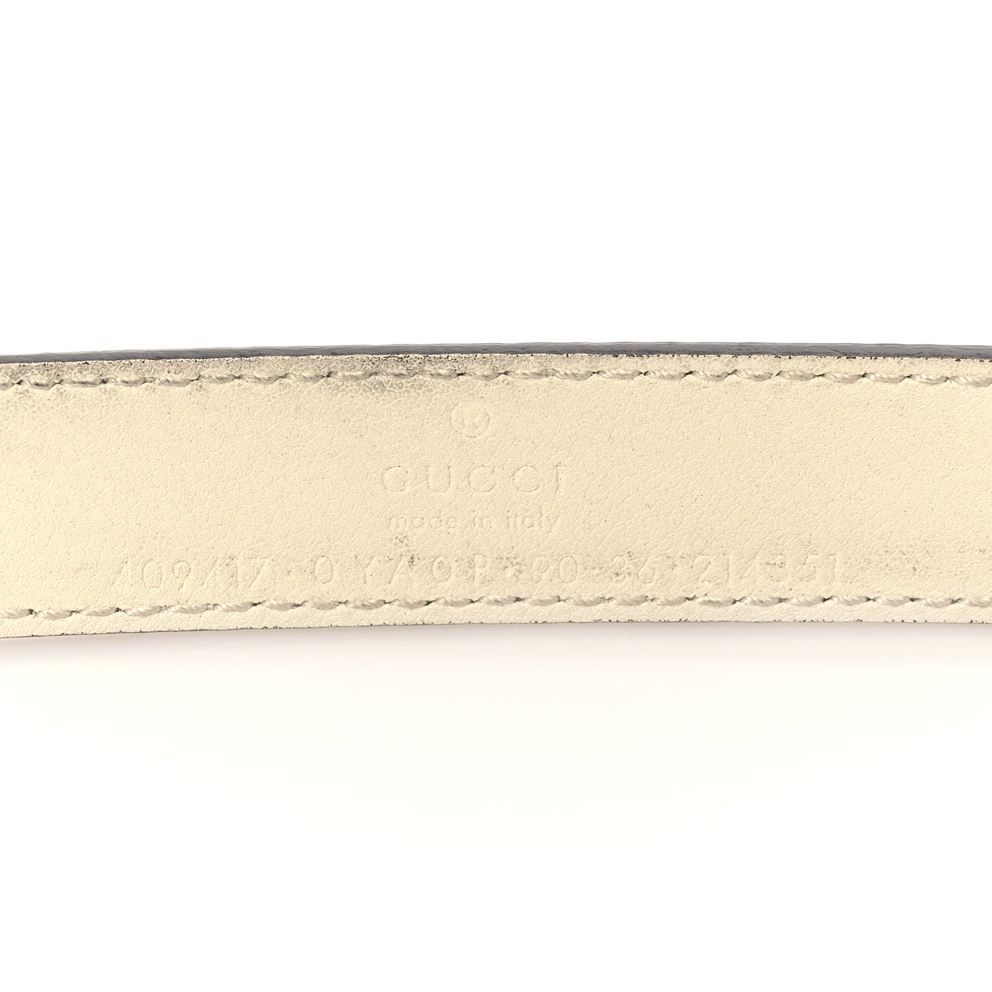 Plutone Calfskin Palladium Double G 20mm Belt 95 38 Mystic White