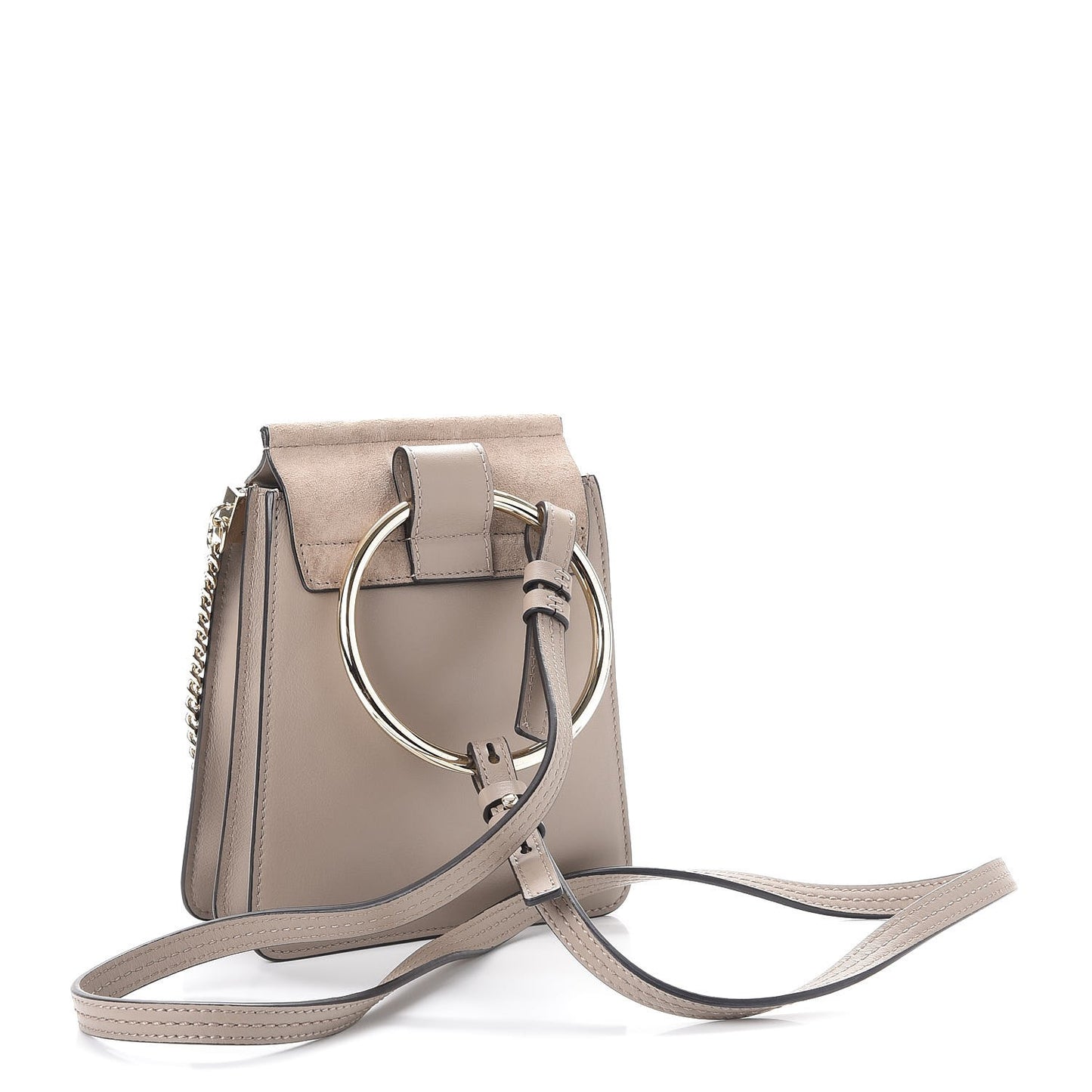 Suede Calfskin Mini Faye Bracelet Bag Motty Grey