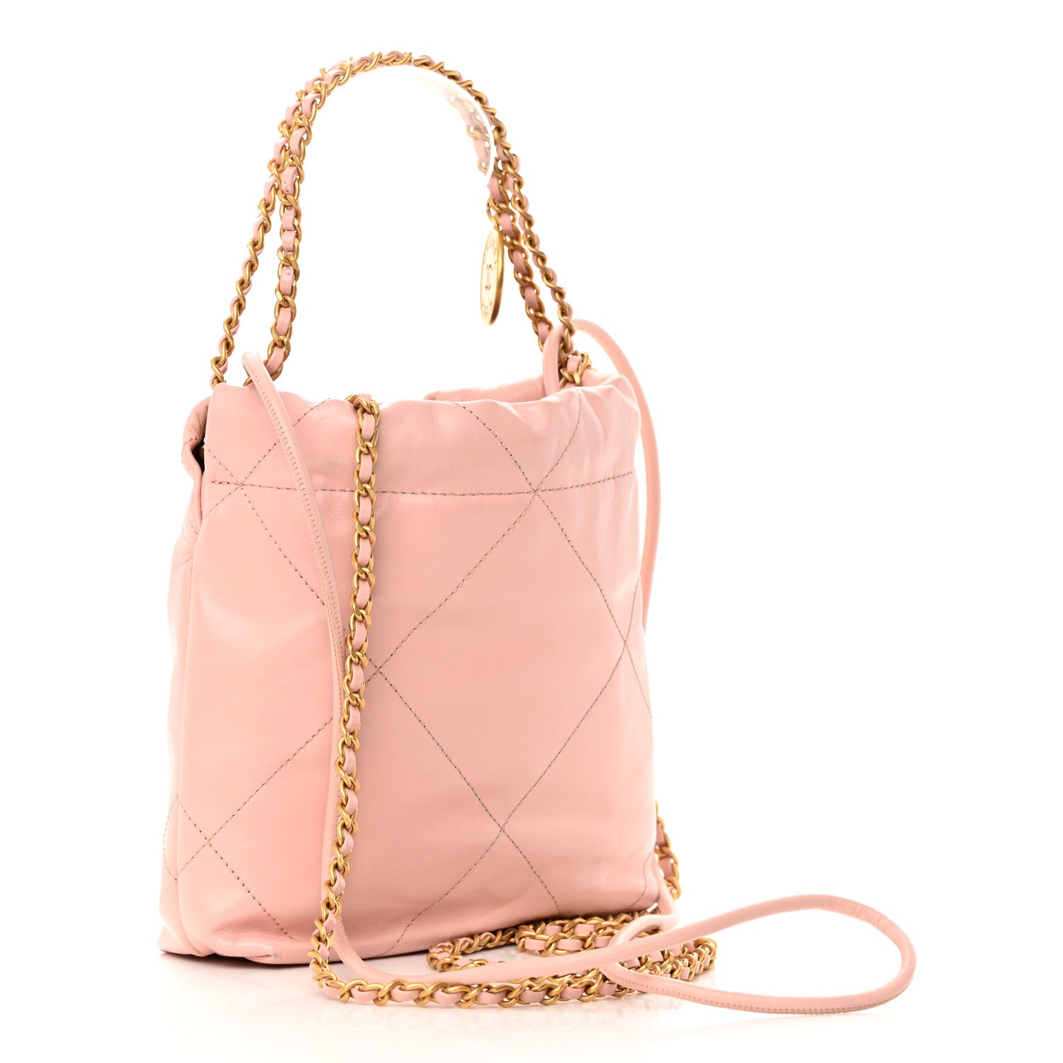 Chanel Shiny Calfskin Quilted Mini Chanel 22 Rose Clair 3 of 12