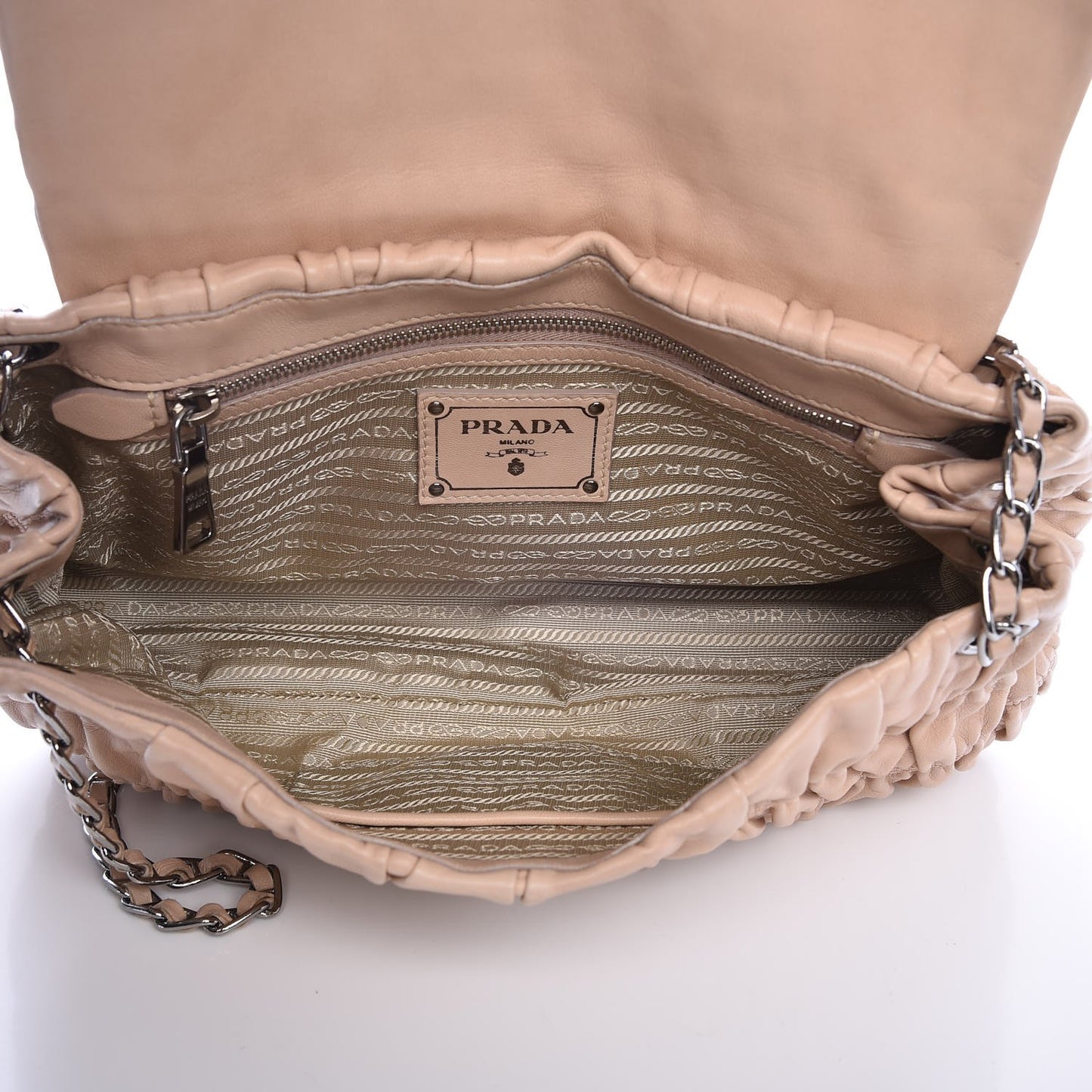 Nappa Gaufre Flap Shoulder Bag Cammeo