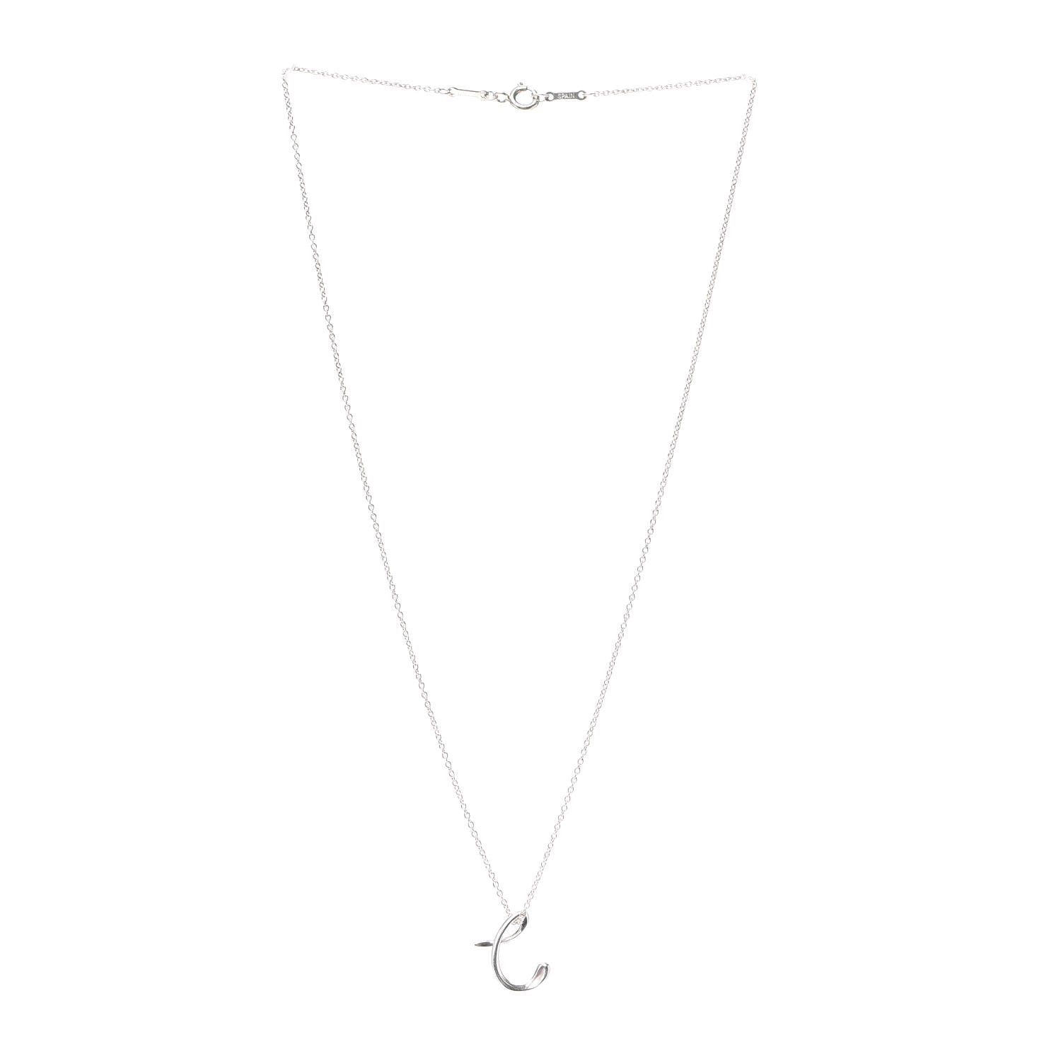 Tiffany Sterling Silver Elsa Peretti Letter C Pendant Necklace 3 of 5