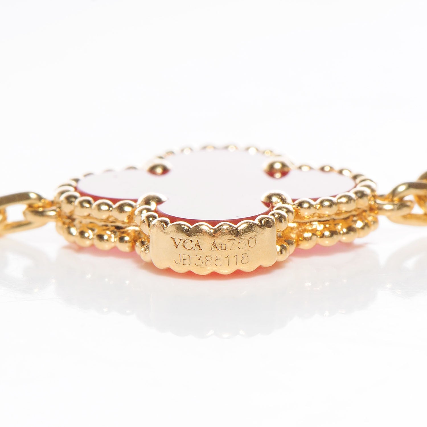Van Cleef & Arpels 18K Yellow Gold Carnelian 10 Motifs Vintage Alhambra Necklace 4 of 5