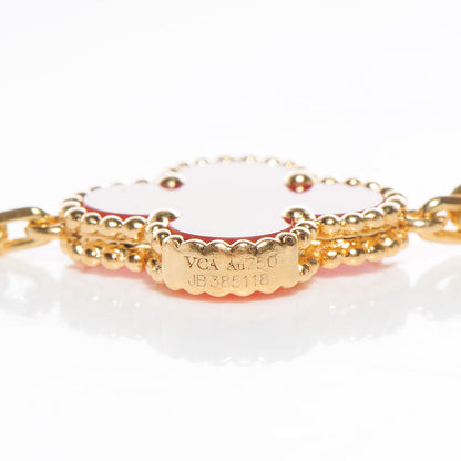 Van Cleef & Arpels 18K Yellow Gold Carnelian 10 Motifs Vintage Alhambra Necklace 4 of 5