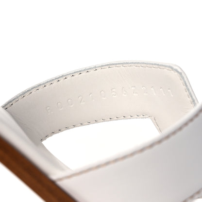 Hermes Box Calfskin Oran Sandals 35.5 White 8 of 9