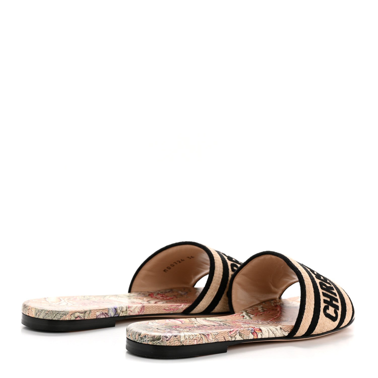 Christian Dior Straw Embroidered Cabinet De La Mer Dway Flat Slide Sandals 36 Multicolor 5 of 9