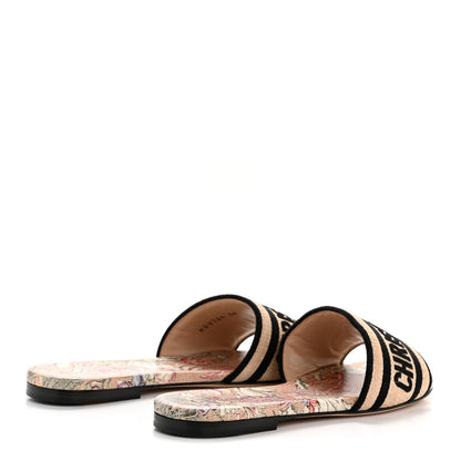 Christian Dior Straw Embroidered Cabinet De La Mer Dway Flat Slide Sandals 36 Multicolor 5 of 9