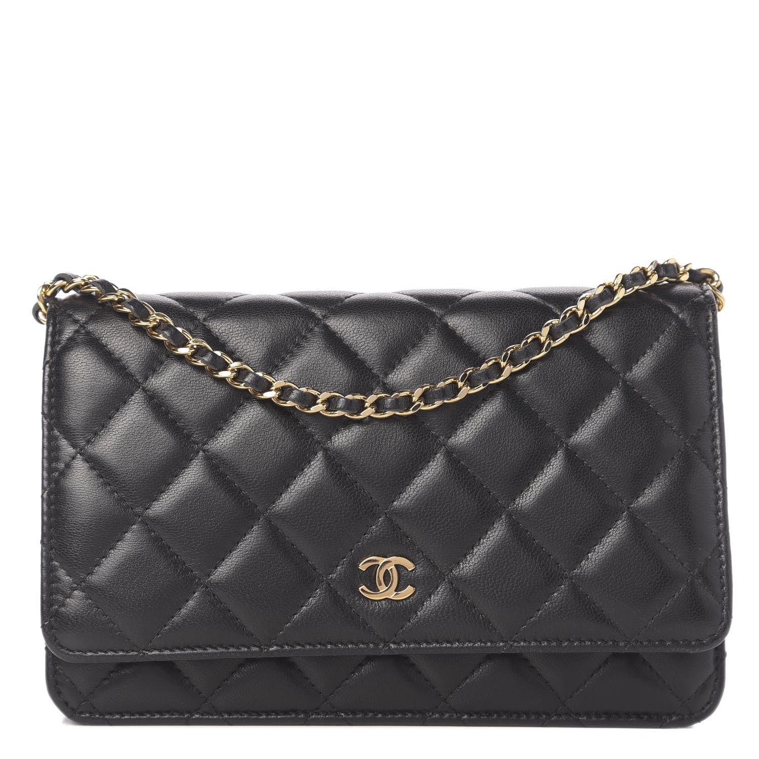 Chanel Lambskin Quilted Wallet On Chain WOC Black 1 of 12