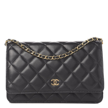 Chanel Lambskin Quilted Wallet On Chain WOC Black 1 of 12