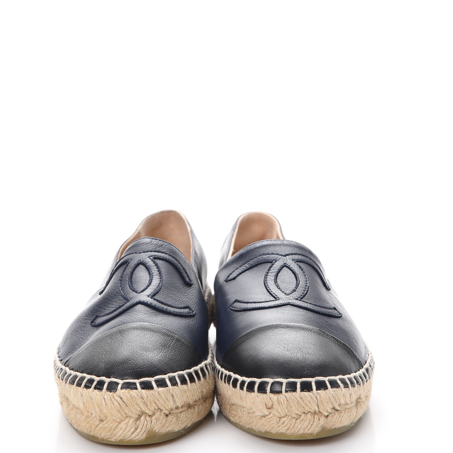 Chanel Lambskin CC Espadrilles 36 Navy Black 2 of 10
