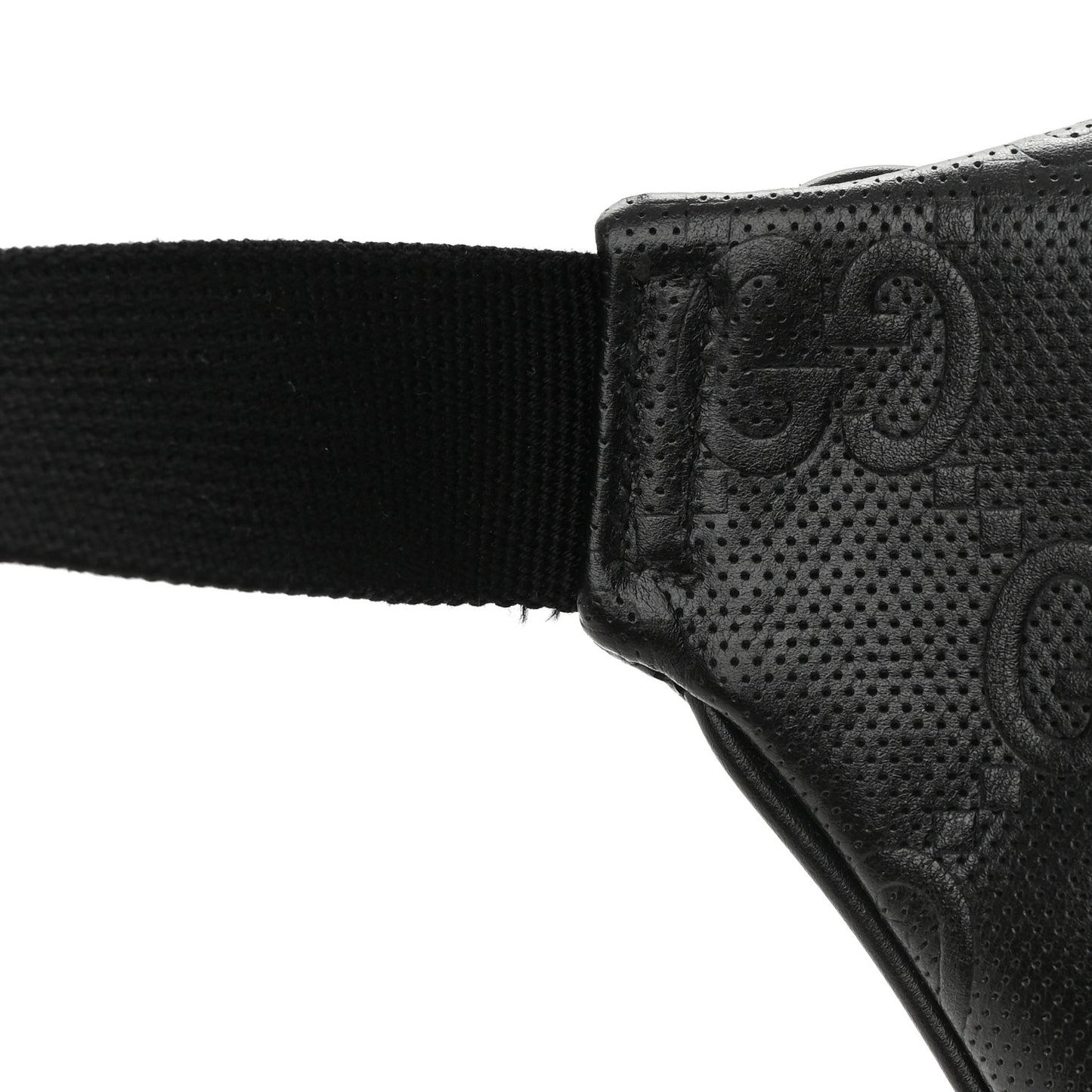 Calfskin GG Tennis Embossed Pocket Belt Bag Black