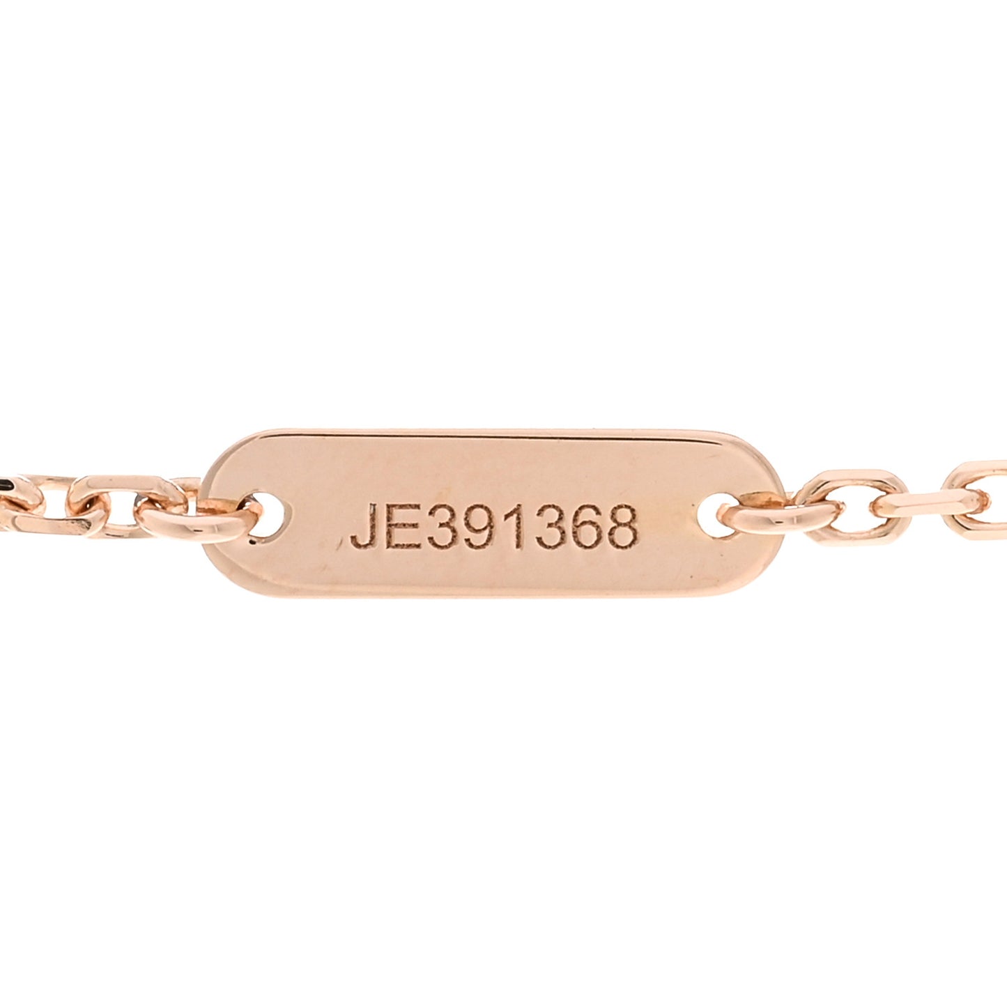 18K Rose Gold Diamond Pink Porcelain Vintage Alhambra Pendant Necklace