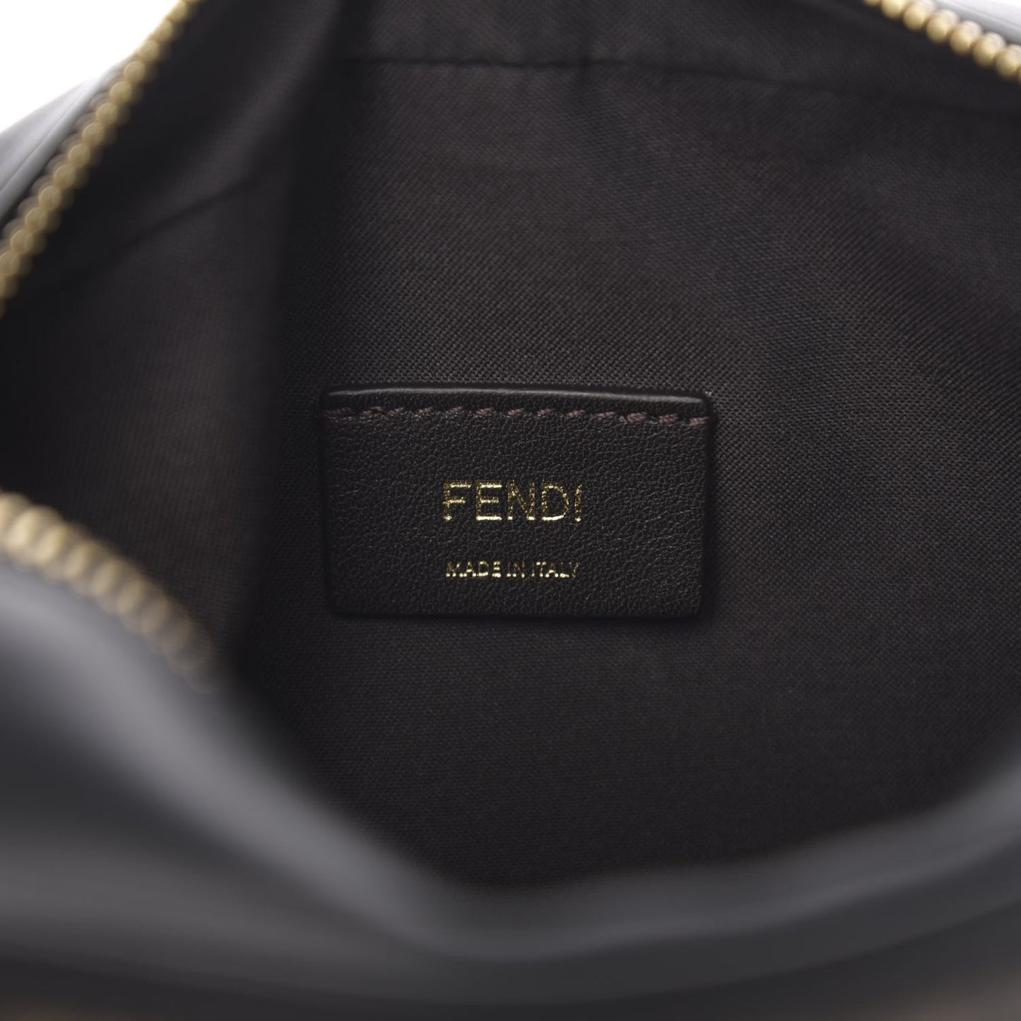 Glazed Fabric Vitello Century FF 1974 Stamp Patch Mini Camera Case Mogano Panna Black