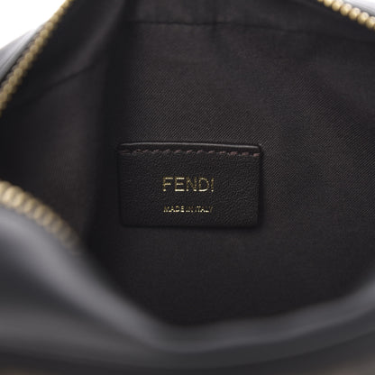 Fendi Glazed Fabric Vitello Century FF 1974 Stamp Patch Mini Camera Case Mogano Panna Black 5 of 9