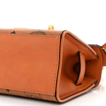 MCM Visetos X-Mini Heritage Top Handle Satchel Cognac 12 of 13