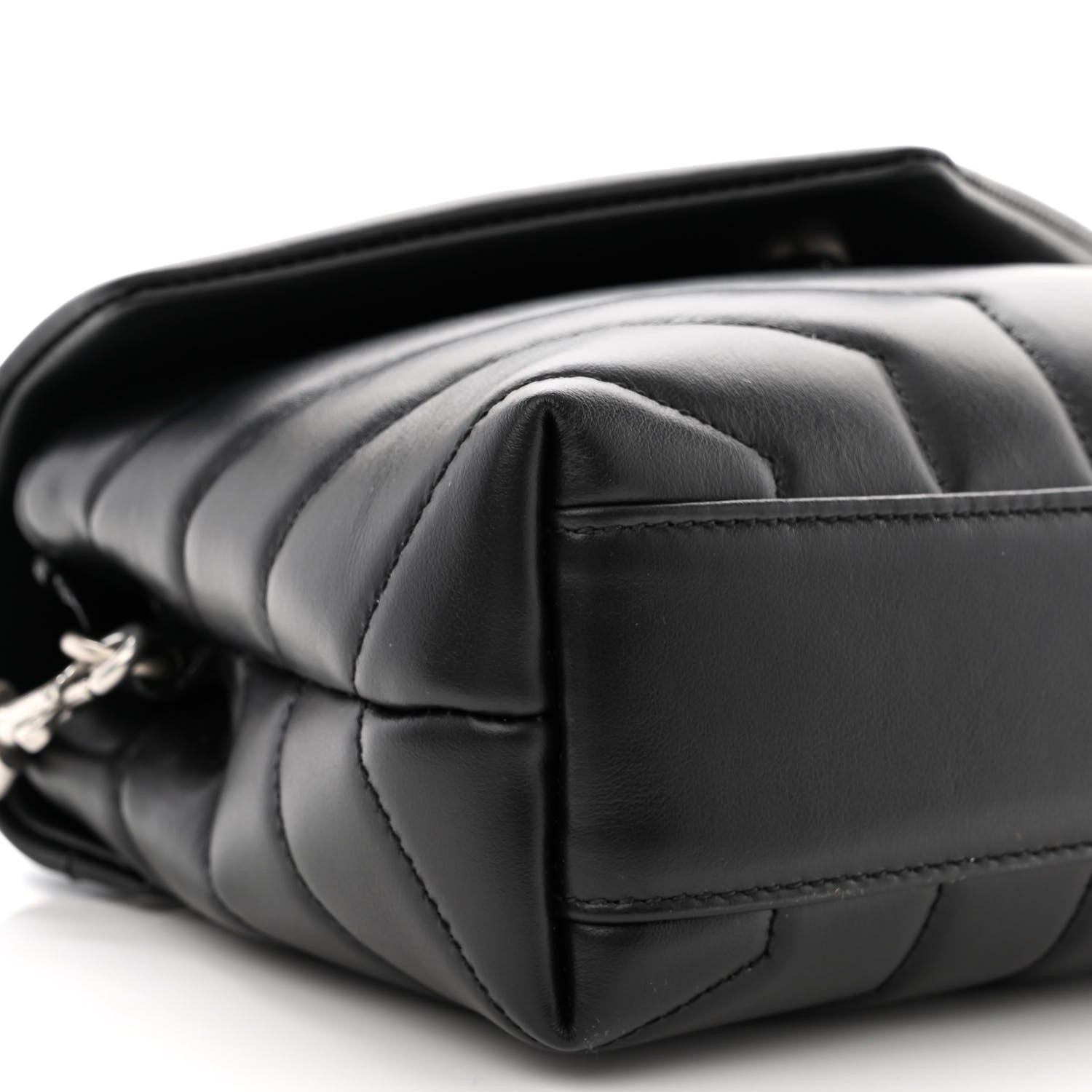 Saint Laurent Calfskin Y Quilted Monogram Toy Loulou Crossbody Bag Black 8 of 11