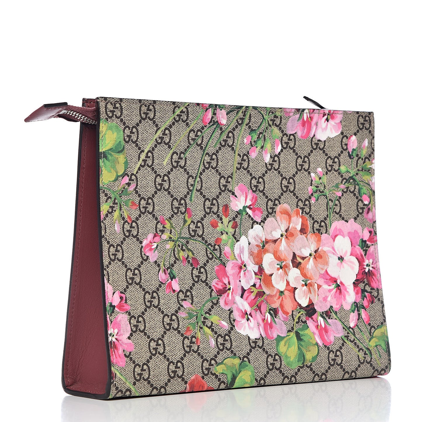 GG Supreme Monogram Blooms Large Cosmetic Case Beige Multicolor Dry Rose