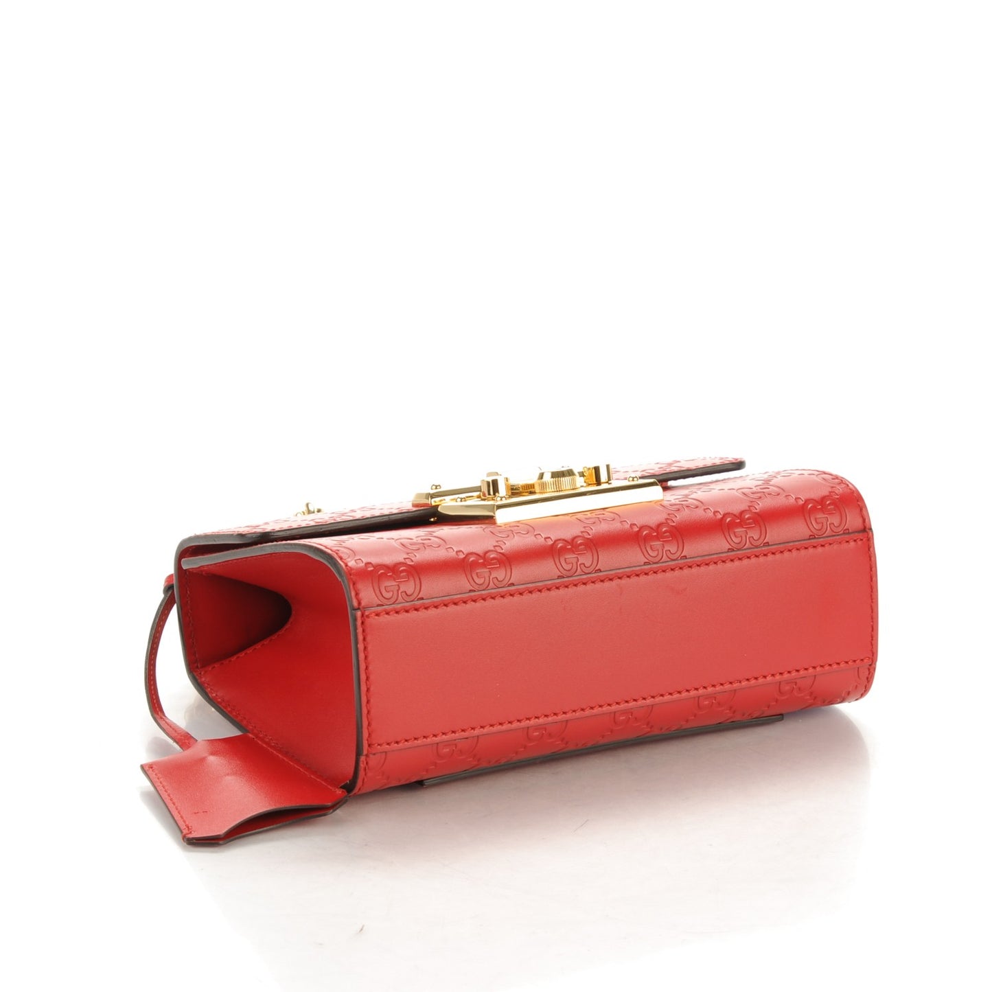 Guccissima Small Padlock Shoulder Bag Hibiscus Red