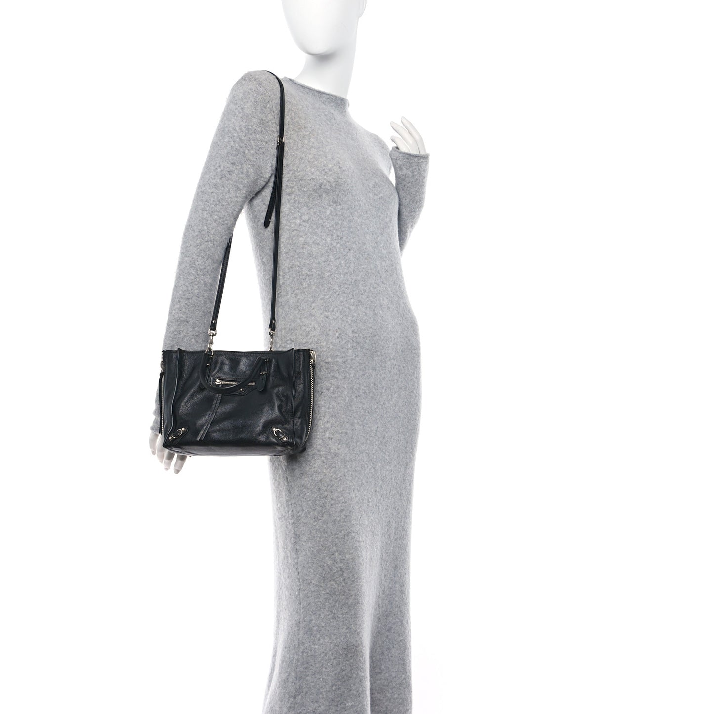 Calfskin Papier Mini A4 Zip Around Tote Black