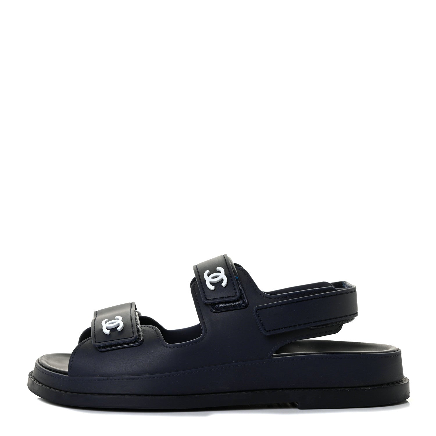 Chanel Rubber CC Dad Sandals 37 Navy 1 of 9